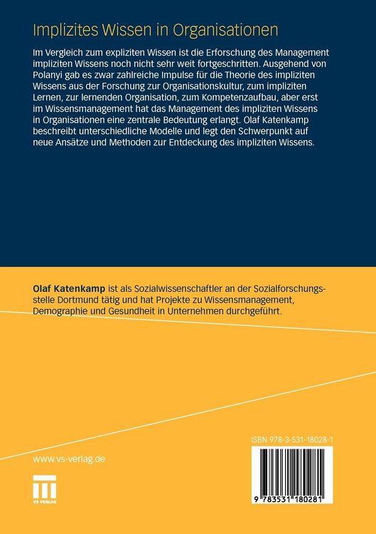 Produktbild: Implizites Wissen in Organisationen
