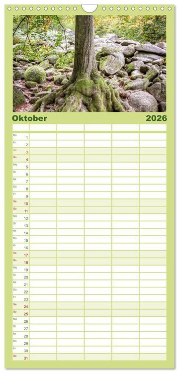 Produktbild: Familienplaner 2026 - Der Odenwald und das Felsenmeer mit 5 Spalten (Wandkalender, 21 x 45 cm) CALVENDO