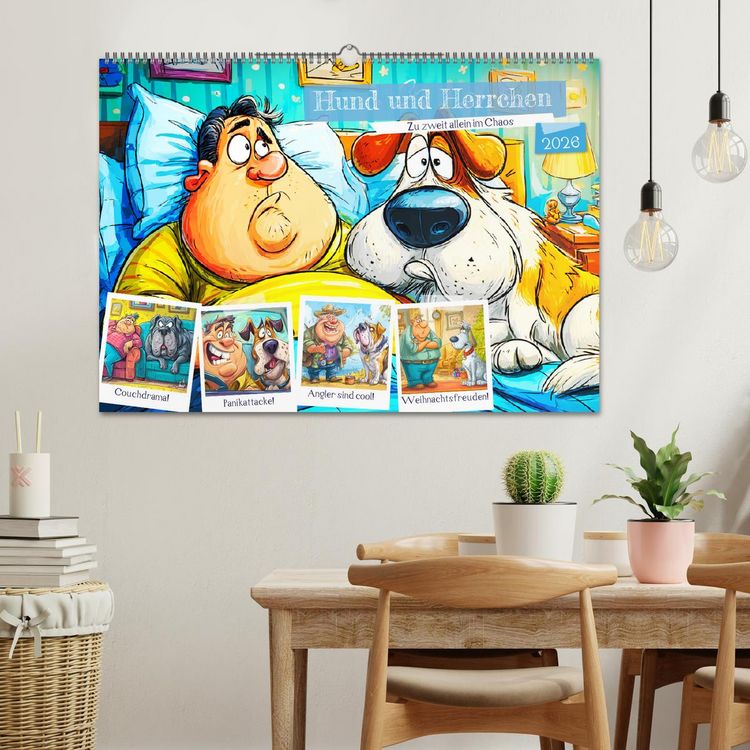 Produktbild: Hund und Herrchen. Zu zweit allein im Chaos (Wandkalender 2026 DIN A2 quer), CALVENDO Monatskalender