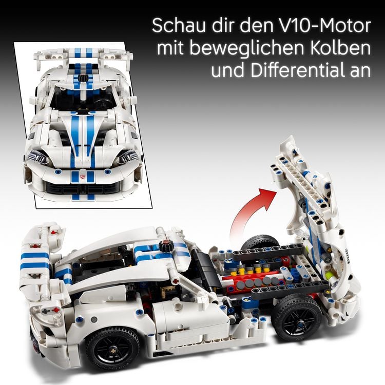 Produktbild: LEGO Technic 42234 Dodge Viper GTS-R Sportwagen, Bauset, Rennauto mit Lenkung und V10-Motor