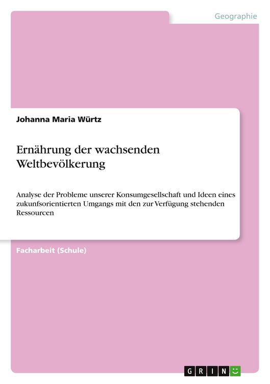 Produktbild: Ern&auml;hrung der wachsenden Weltbev&ouml;lkerung