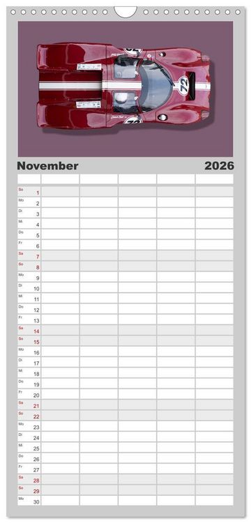 Produktbild: Familienplaner 2026 - Legenden des Rennsports Historic Sports Cars 1960-1975 mit 5 Spalten (Wandkalender, 21 x 45 cm) CALVENDO