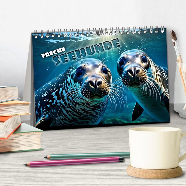 Produktbild: Freche Seehunde (Tischkalender 2026 DIN A5 quer), CALVENDO Monatskalender