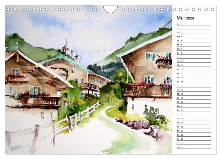 Produktbild: Aquarelle - quer durch Europa (Wandkalender 2026 DIN A4 quer), CALVENDO Monatskalender