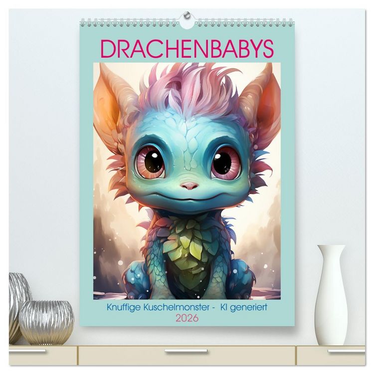 Produktbild: Drachenbabys (hochwertiger Premium Wandkalender 2026 DIN A2 hoch), Kunstdruck in Hochglanz
