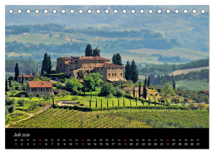 Produktbild: Toskana &ndash; Traumlandschaft in Italien (Tischkalender 2026 DIN A5 quer), CALVENDO Monatskalender