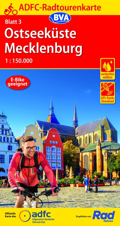 Produktbild: ADFC-Radtourenkarte 3 Ostseeküste Mecklenburg 1:150.000, reiß- und wetterfest, E-Bike geeignet, GPS-Tracks Download