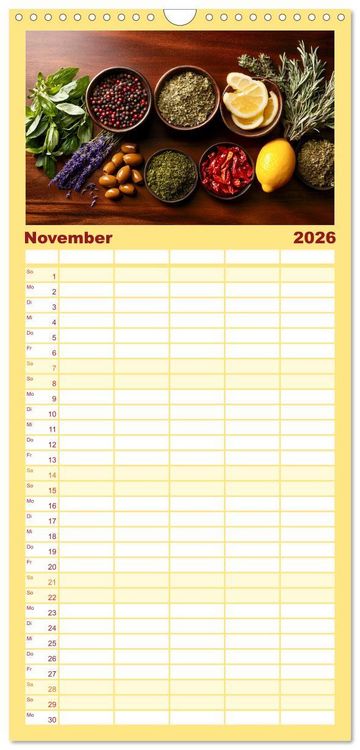 Produktbild: Familienplaner 2026 - K&uuml;chenkalender Gew&uuml;rzwelt mit 5 Spalten (Wandkalender, 21 x 45 cm) CALVENDO