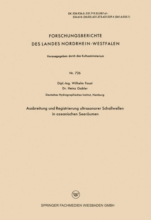 Produktbild: Ausbreitung und Registrierung ultrasonorer Schallwellen in ozeanischen Seer&auml;umen