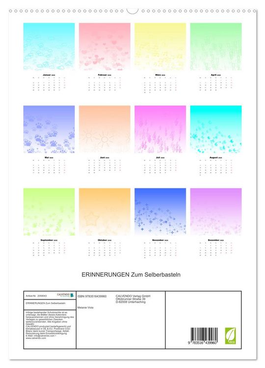 Produktbild: ERINNERUNGEN Zum Selberbasteln (hochwertiger Premium Wandkalender 2026 DIN A2 hoch), Kunstdruck in Hochglanz