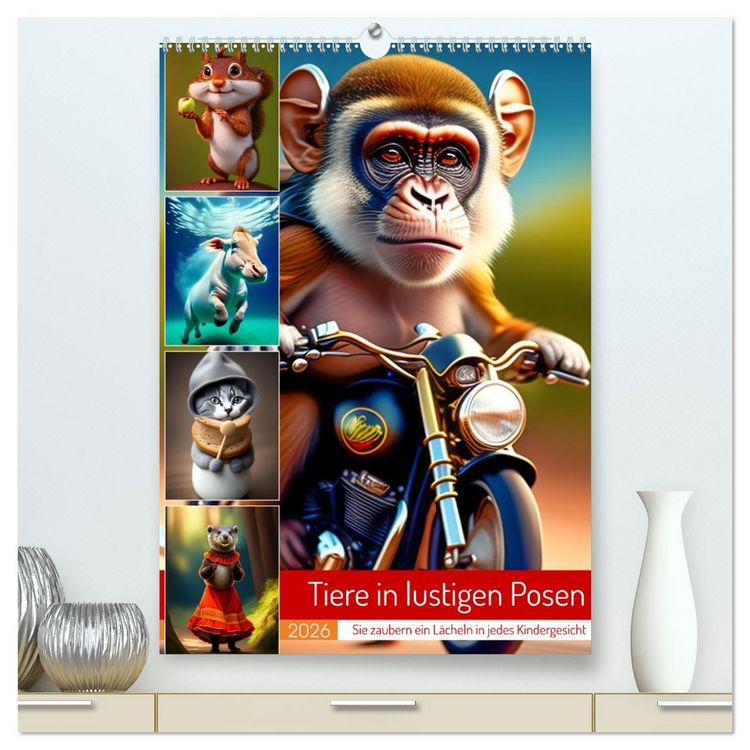 Produktbild: Tiere in lustigen Posen (hochwertiger Premium Wandkalender 2026 DIN A2 hoch), Kunstdruck in Hochglanz