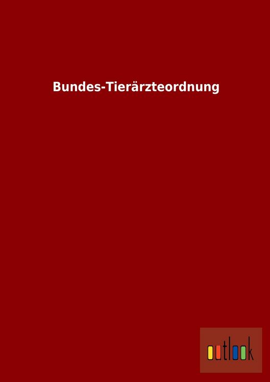 Produktbild: Bundes-Tier&auml;rzteordnung
