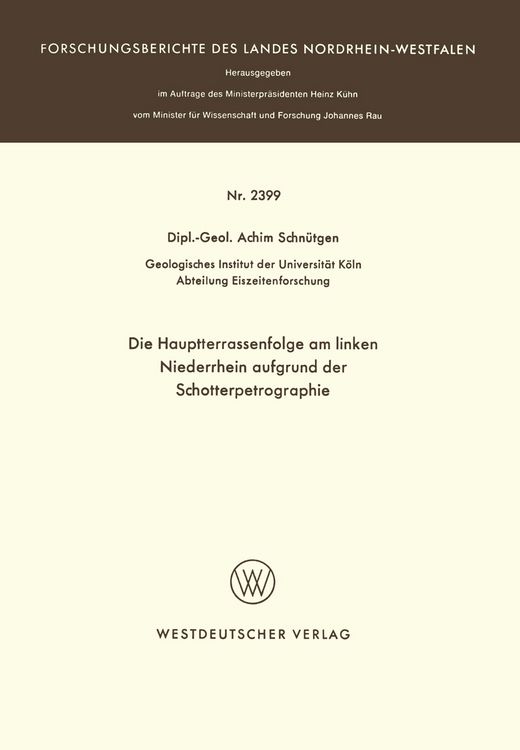 Produktbild: Die Hauptterrassenfolge am linken Niederrhein aufgrund der Schotterpetrographie