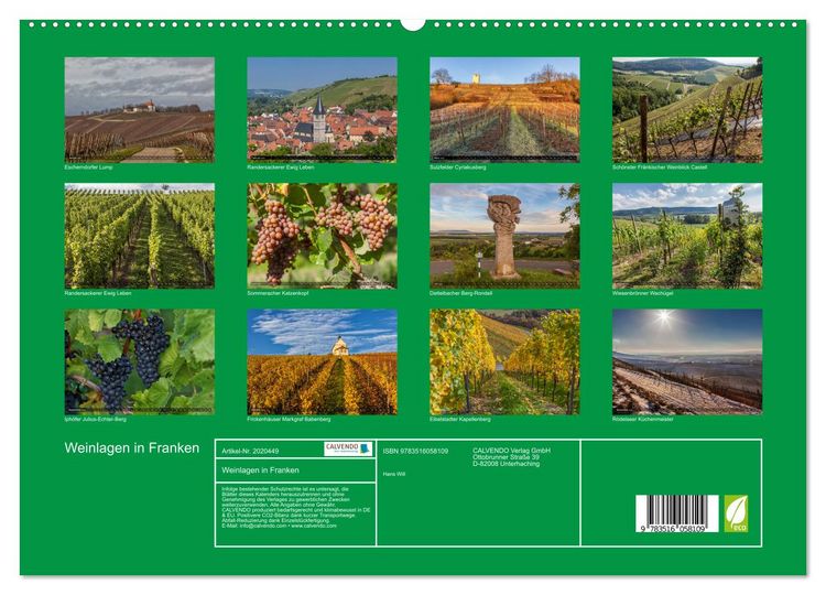 Produktbild: Weinlagen in Franken (hochwertiger Premium Wandkalender 2026 DIN A2 quer), Kunstdruck in Hochglanz