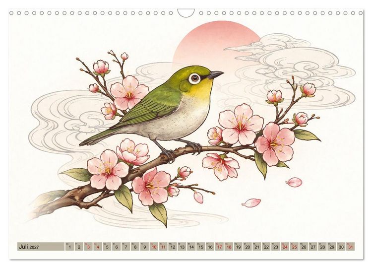Produktbild: Naturwunder Japan: Faszinierende Vogelarten in traditioneller Kunst (Wandkalender 2027 DIN A3 quer), CALVENDO Monatskalender