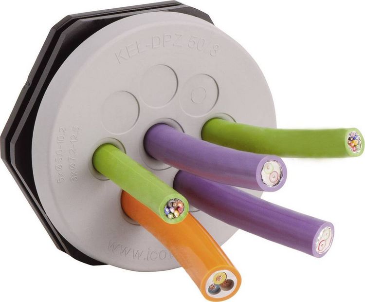Produktbild: Icotek KEL-DPZ 40/8 Kabeldurchf&uuml;hrungsplatte Klemm-&Oslash; (max.) 10.2 mm Polyamid, Elastomer Grau 1 St.