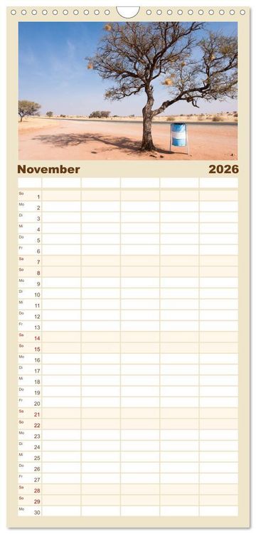 Produktbild: Familienplaner 2026 - Namibia - Sehnsucht der Ferne mit 5 Spalten (Wandkalender, 21 x 45 cm) CALVENDO