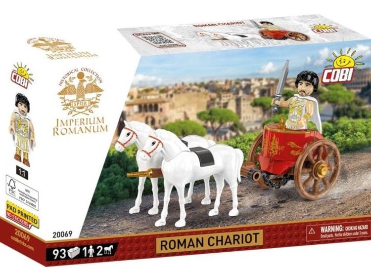 Produktbild: COBI Imperium Romanum 20069 - Roman Chariot, R&ouml;mischer Streitwagen, Bausatz, 93 Klemmbausteine/1 Figur/2 Pferde