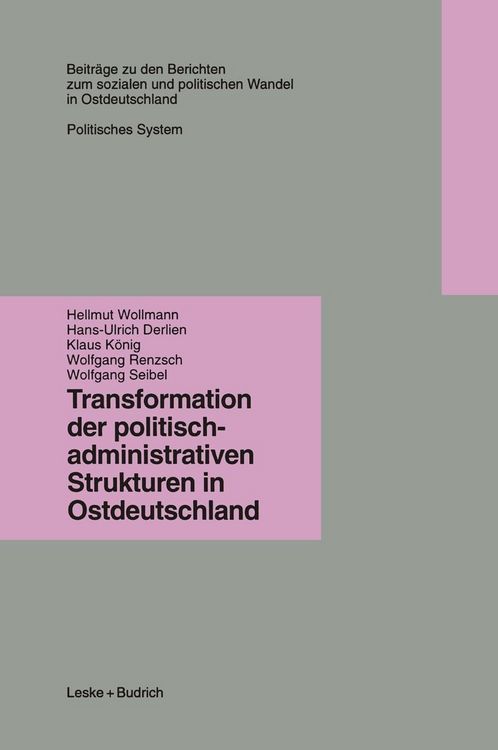 Produktbild: Transformation der politisch-administrativen Strukturen in Ostdeutschland