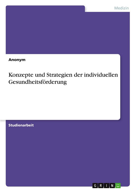Produktbild: Konzepte und Strategien der individuellen Gesundheitsf&ouml;rderung