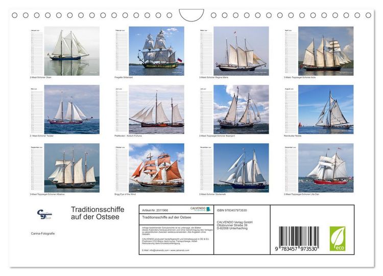 Produktbild: Traditionsschiffe auf der Ostsee (Wandkalender 2026 DIN A4 quer), CALVENDO Monatskalender