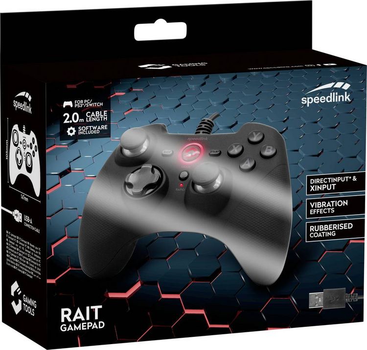 Produktbild: SPEEDLINK RAIT Gamepad - for PC/Switch/OLED, rubber-black