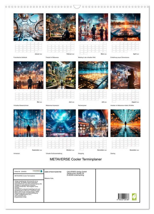Produktbild: METAVERSE Cooler Terminplaner (Wandkalender 2026 DIN A2 hoch), CALVENDO Monatskalender
