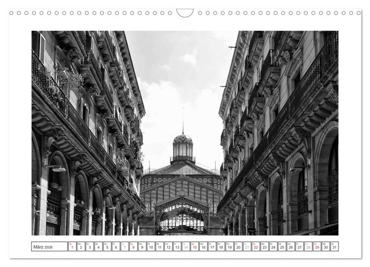 Produktbild: Barcelona Photografien in Schwarz / Wei&szlig; (Wandkalender 2026 DIN A3 quer), CALVENDO Monatskalender