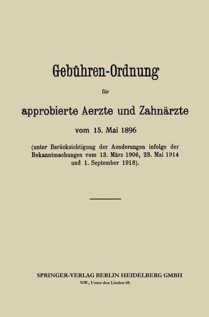 Produktbild: Geb&uuml;hren-Ordnung f&uuml;r approbierte Aerzte und Zahn&auml;rzte