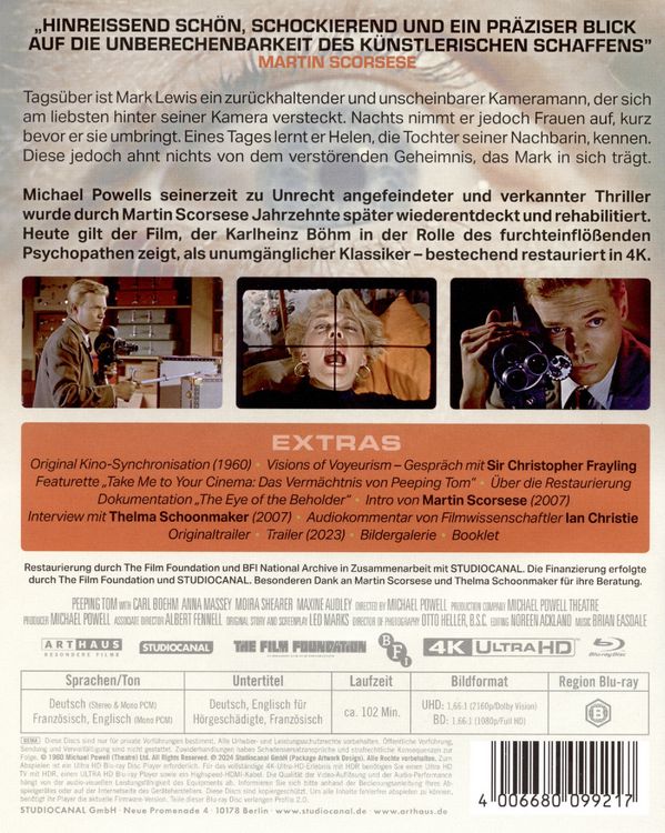 Produktbild: Peeping Tom - Augen der Angst - Collectors Edition (4K Ultra HD) (+Blu-ray)