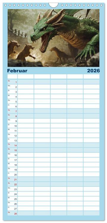 Produktbild: Familienplaner 2026 - Drachen - Herrscher der Welt mit 5 Spalten (Wandkalender, 21 x 45 cm) CALVENDO