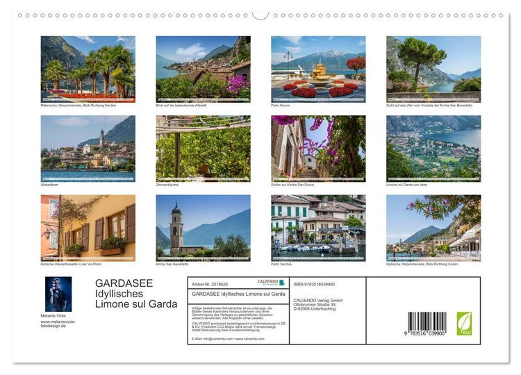 Produktbild: GARDASEE Idyllisches Limone sul Garda (hochwertiger Premium Wandkalender 2026 DIN A2 quer), Kunstdruck in Hochglanz