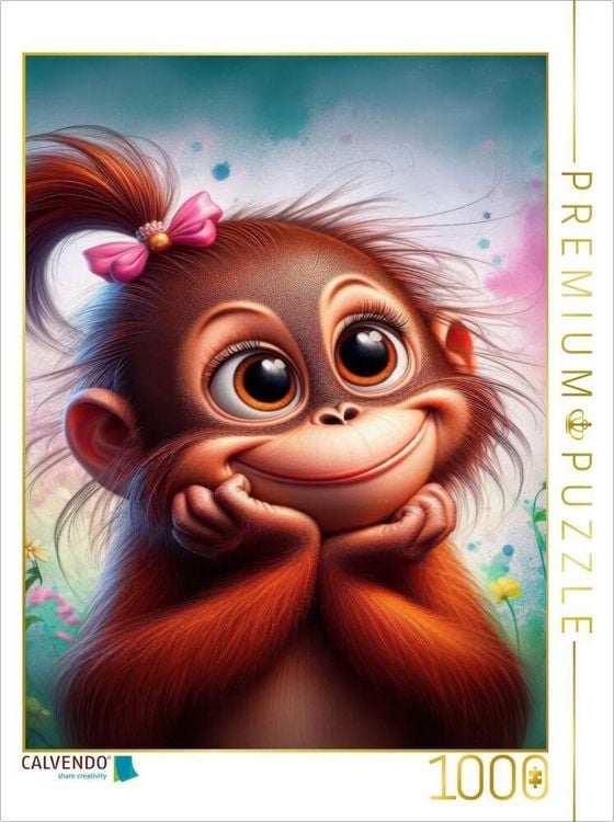 Produktbild: CALVENDO Puzzle Ein kleiner orangeroter Orang Utan schaut vertr&auml;umt | 1000 Teile Lege-Gr&ouml;&szlig;e 64x48cm Foto-Puzzle f&uuml;r gl&uuml;ckliche Stunden