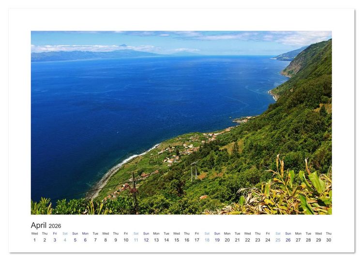 Produktbild: Sao Jorge Island of the Azores - fantastic fajas on the greenest island of Portugal (Wall Calendar 2026 DIN A3 landscape), CALVENDO 12 Month Wall Calendar