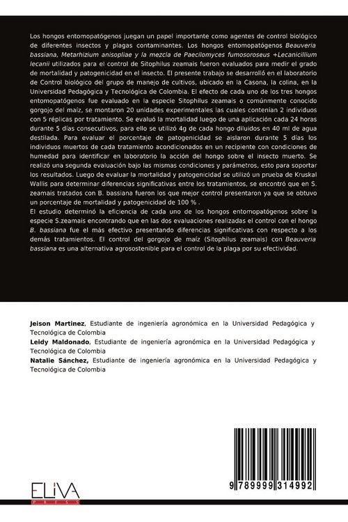 Produktbild: Hongos Entomopat&oacute;genos como Alternativa de Control Biol&oacute;gico de Sitophilus Zeamais en Grano de Ma&iacute;z