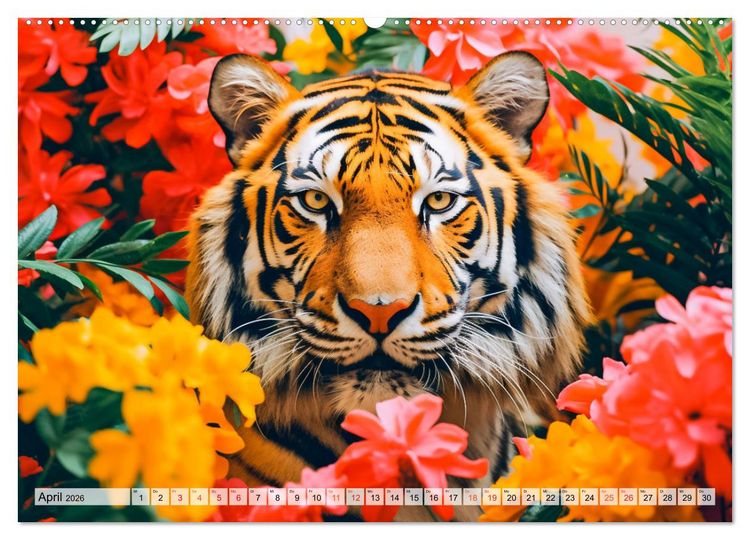 Produktbild: Animal Art - Tiere und Blumen (Wandkalender 2026 DIN A2 quer), CALVENDO Monatskalender