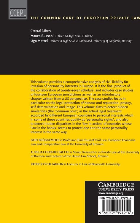 Produktbild: Personality Rights in European Tort Law