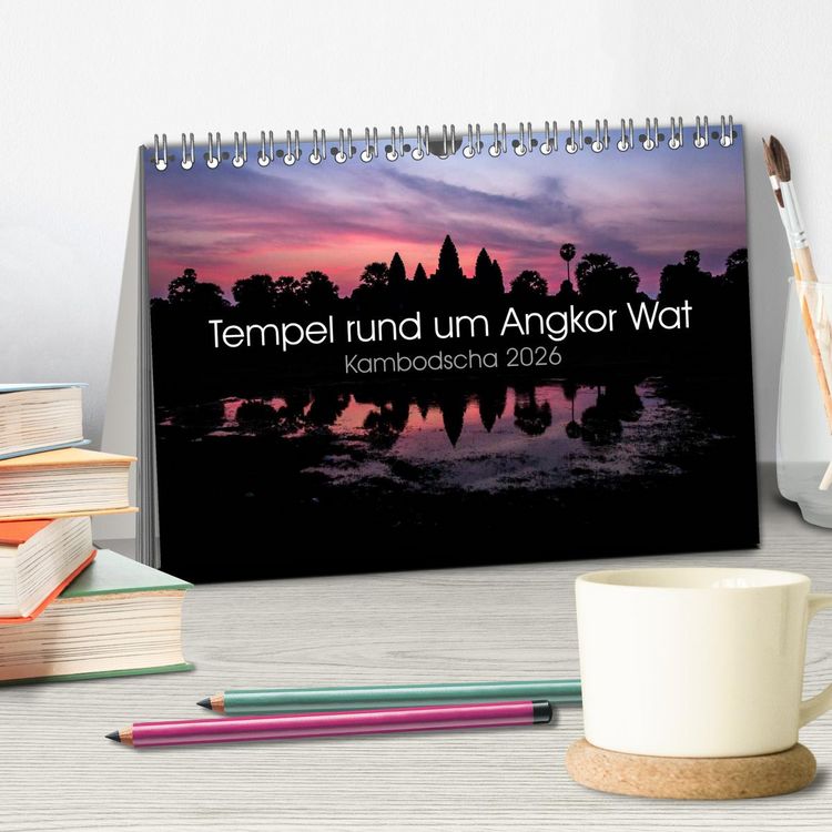 Produktbild: Tempel rund um Angkor Wat (Tischkalender 2026 DIN A5 quer), CALVENDO Monatskalender