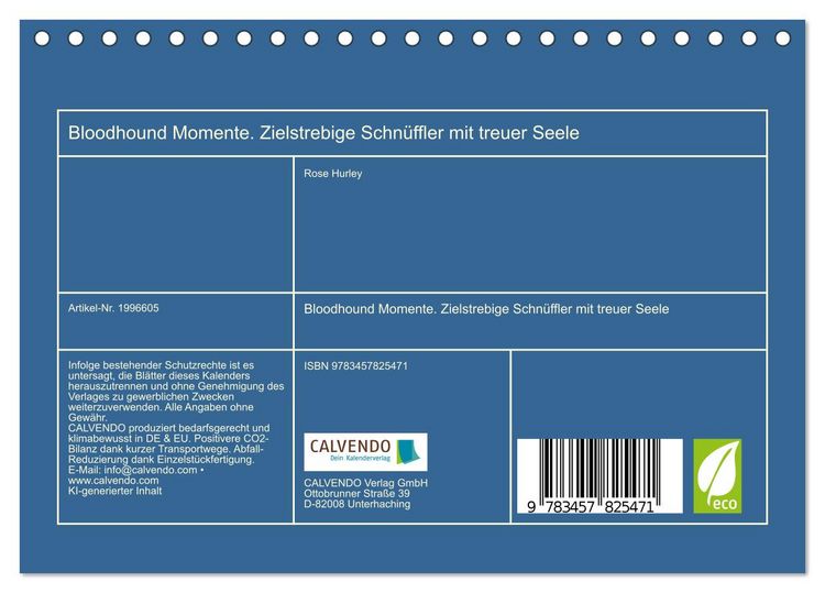 Produktbild: Bloodhound Momente. Zielstrebige Schn&uuml;ffler mit treuer Seele (Tischkalender 2026 DIN A5 quer), CALVENDO Monatskalender