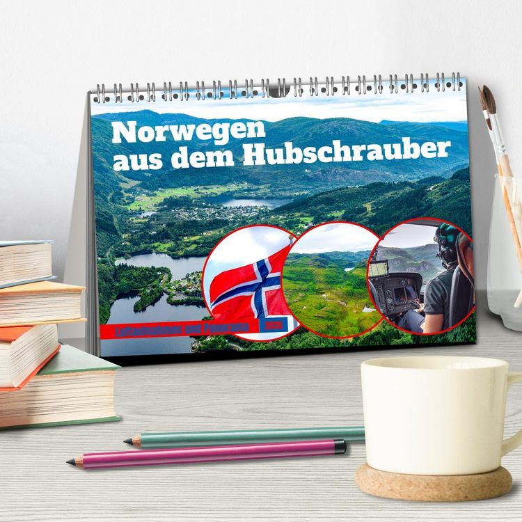 Produktbild: Norwegen aus dem Hubschrauber - Luftaufnahmen und Panorama (Tischkalender 2026 DIN A5 quer), CALVENDO Monatskalender