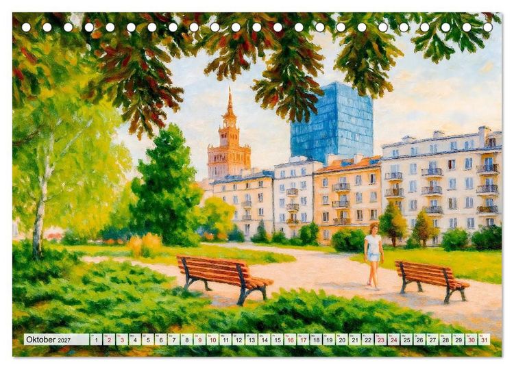 Produktbild: Warschau Impressionen - Historische Orte in leuchtenden Farben (Tischkalender 2027 DIN A5 quer), CALVENDO Monatskalender