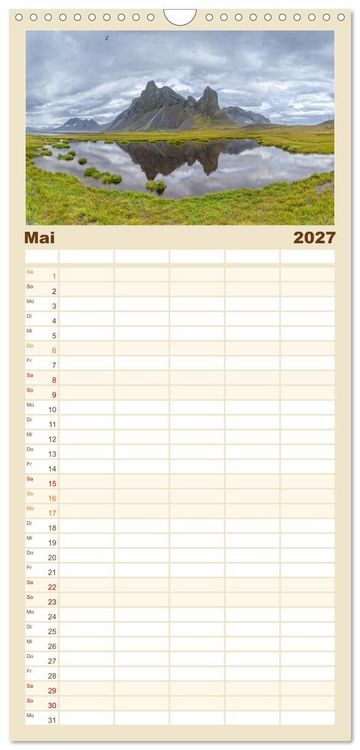 Produktbild: Familienplaner 2027 - Naturwunder in Island mit 5 Spalten (Wandkalender, 21 x 45 cm) CALVENDO