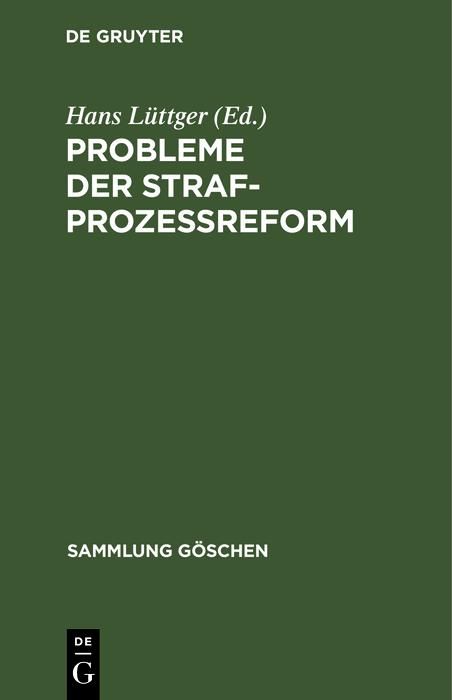 Produktbild: Probleme der Strafproze&szlig;reform