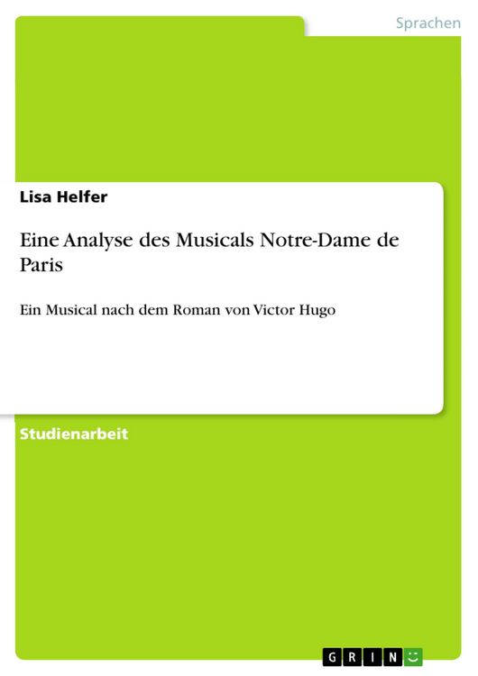 Produktbild: Eine Analyse des Musicals Notre-Dame de Paris