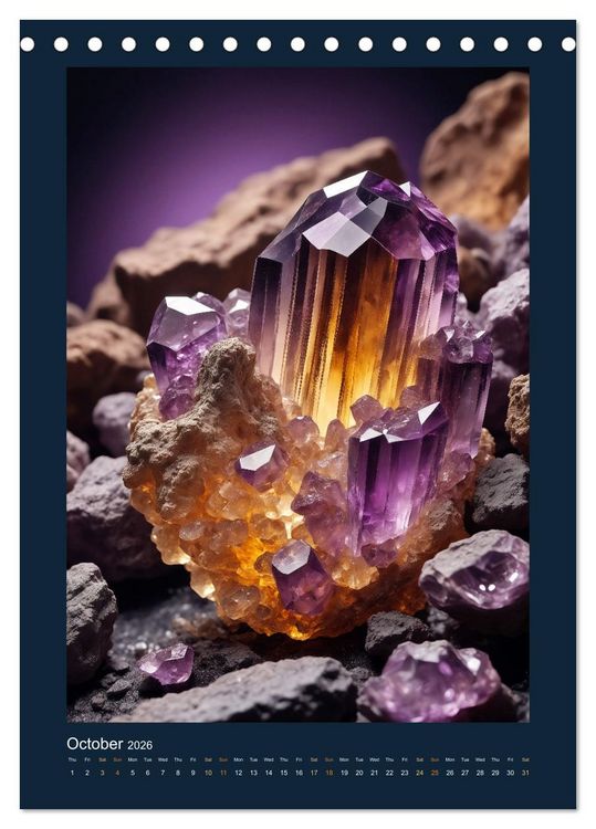 Produktbild: Fantastic Minerals - Mysterious Treasures (Desk Calendar 2026 DIN A5 portrait), CALVENDO 12 Month DeskCalendar