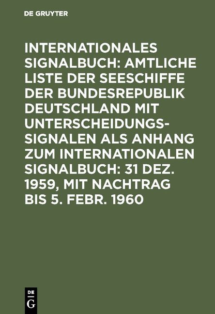 Produktbild: 31 Dez. 1959, mit Nachtrag bis 5. Febr. 1960