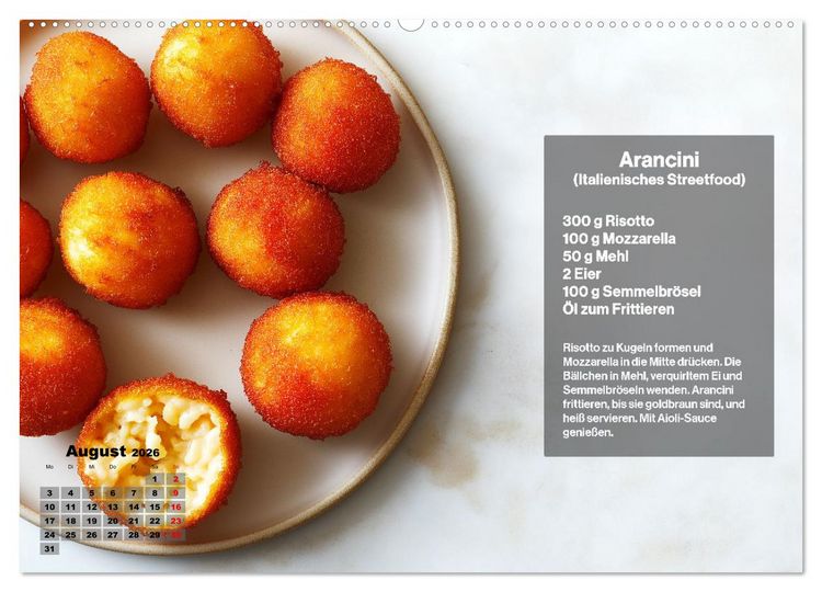 Produktbild: Streetfood Kalender - Einfache Rezepte aus den Stra&szlig;enk&uuml;chen der Welt (hochwertiger Premium Wandkalender 2026 DIN A2 quer), Kunstdruck in Hochglanz