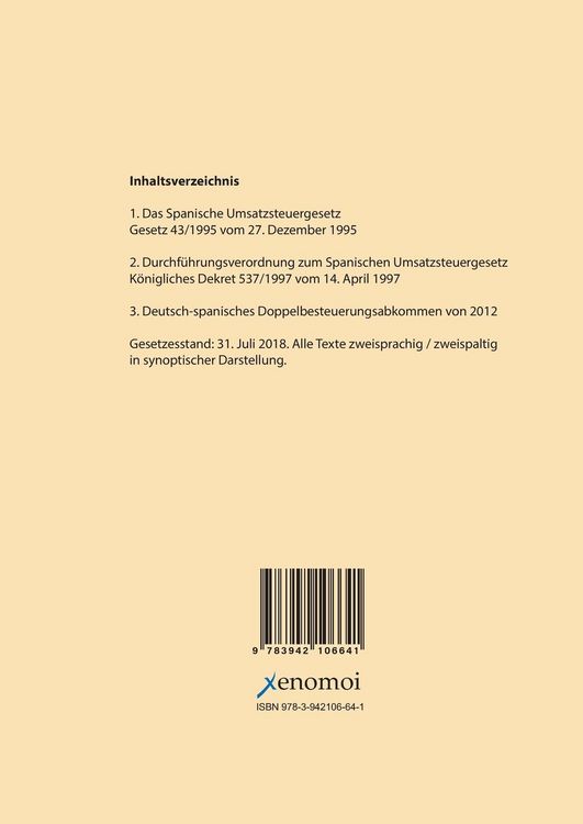 Produktbild: Das spanische Umsatzsteuergesetz (mit Durchf&uuml;hrungsverordnung)