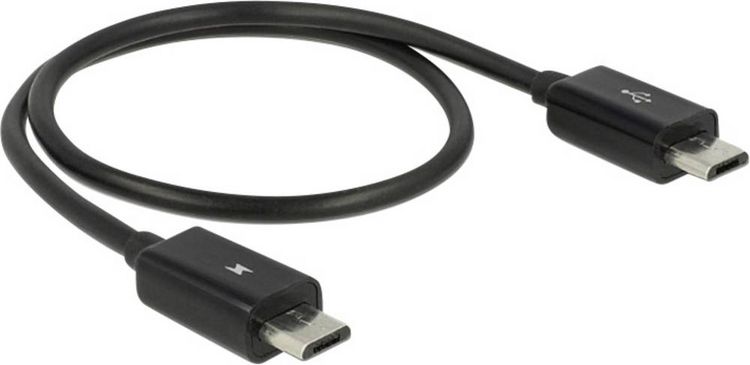 Produktbild: Delock USB-Kabel USB 2.0 USB-Micro-B Stecker, USB-Micro-B Stecker 0.30 m Schwarz mit OTG-Funktion 83570