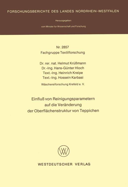 Produktbild: Einflu&szlig; von Reinigungsparametern auf die Ver&auml;nderung der Oberfl&auml;chenstruktur von Teppichen